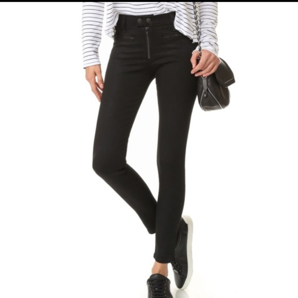 Rag & bone ryder coated‎ black moto skinny jeans size 27
